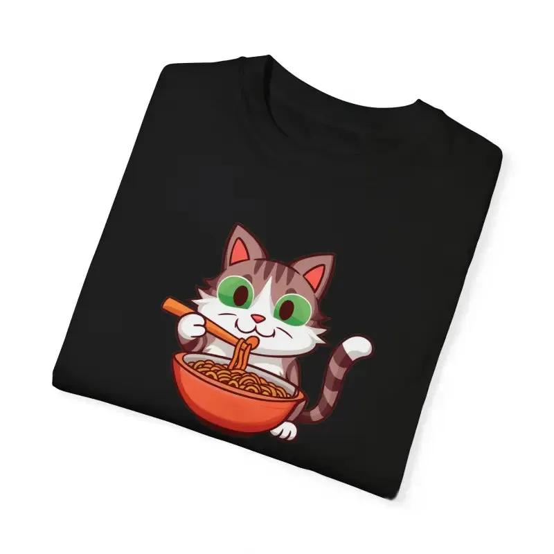 Cat Slurping Noodles Tee Purrfectly Cozy