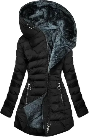 Cbcbtwo Winter Coats for Women 2024 Puffer Thicken Fleece Lined Down Jacket Faux Fur Parka Coat Plus Size Maxi Warm Outwear