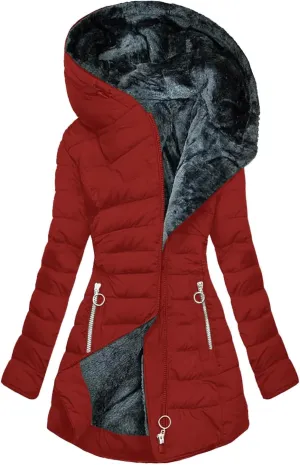 Cbcbtwo Winter Coats for Women 2024 Puffer Thicken Fleece Lined Down Jacket Faux Fur Parka Coat Plus Size Maxi Warm Outwear