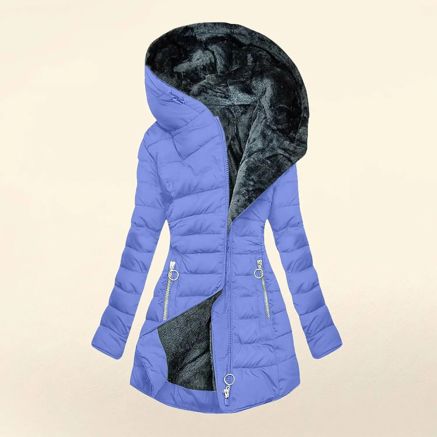 Cbcbtwo Winter Coats for Women 2024 Puffer Thicken Fleece Lined Down Jacket Faux Fur Parka Coat Plus Size Maxi Warm Outwear