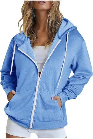 Ceboyel Sweatshirt for Womens Fashion Full Zip Hoodie Oversized Long Sleeve Jackets Y2k Trendy Teen Girls Fall Clothes 2023