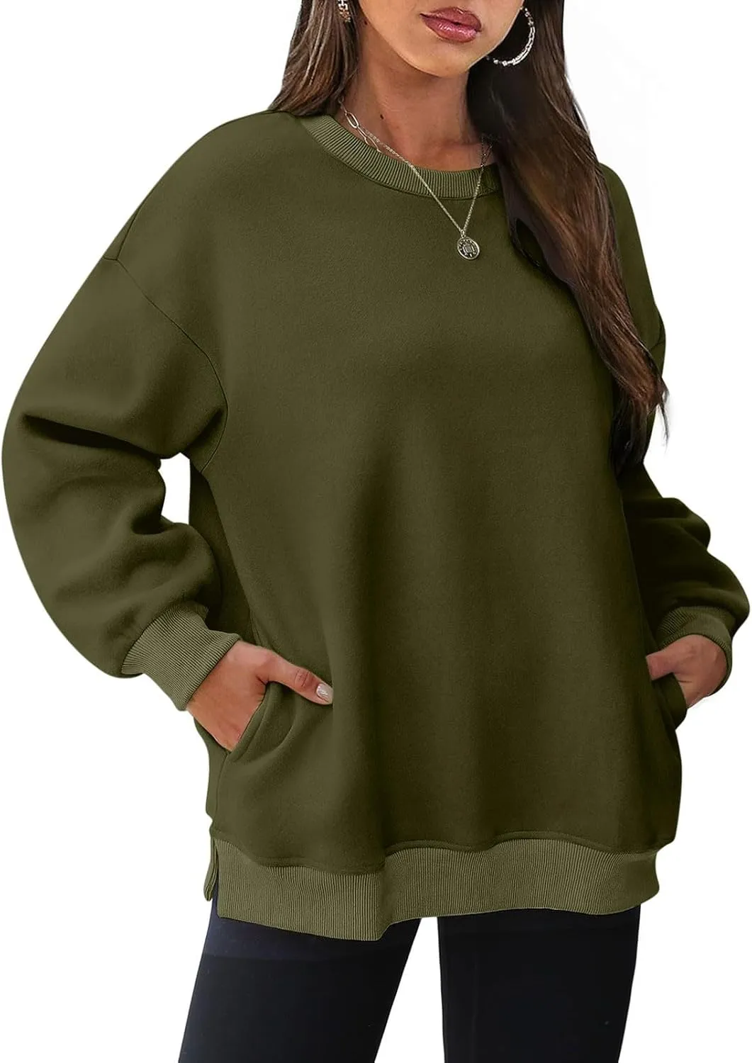 Ceboyel Women No Hood Sweatshirts Trendy Crewneck Pullover Oversized Sweatshirt Long Sleeve Tops Casual Outfits Clothes
