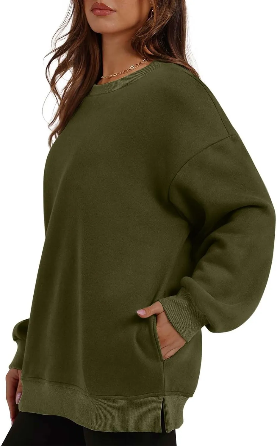 Ceboyel Women No Hood Sweatshirts Trendy Crewneck Pullover Oversized Sweatshirt Long Sleeve Tops Casual Outfits Clothes