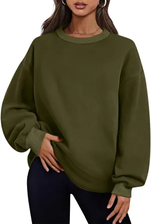Ceboyel Women No Hood Sweatshirts Trendy Crewneck Pullover Oversized Sweatshirt Long Sleeve Tops Casual Outfits Clothes