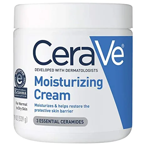 CeraVe Moisturizing Cream, Body and Face Moisturizer for Dry Skin with Hyaluronic Acid and Ceramides, 19 Oz (Packaging May Vary)