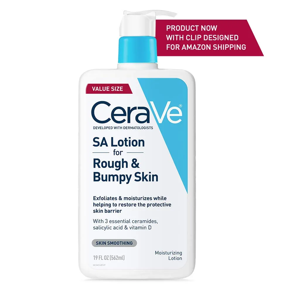 CeraVe SA Lotion for Rough & Bumpy Skin | Vitamin D, Hyaluronic Acid, Lactic Acid & Salicylic Acid Lotion | Fragrance Free & Allergy Tested | 19 Ounce