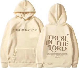 Christian Hoodies for Women Trust in The Lord Bible Verse Graphic Oversized Sweatshirts Casual Long Sleeve Hooded Pullover