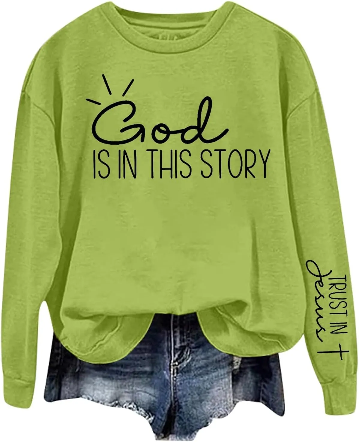 Christian Sweatshirts for Women God is Still Writing Your Story Long Sleeve Shirt Crewneck Sweatshirts