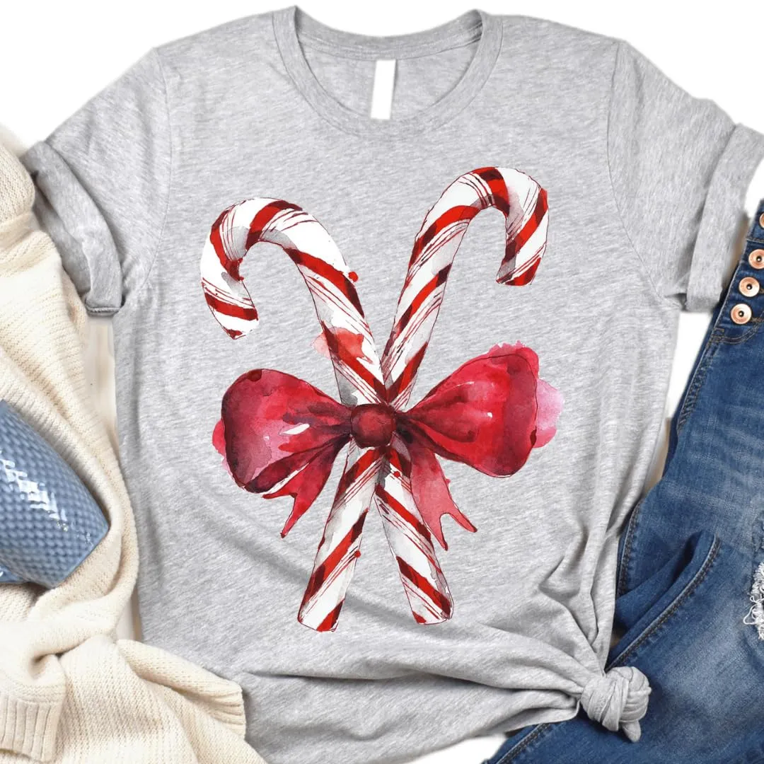 Christmas Candy Lights Tshirt, Plus Size Tshirt, Merry And Bright Xmas Tshirt, Cozy And Soft Tshirt