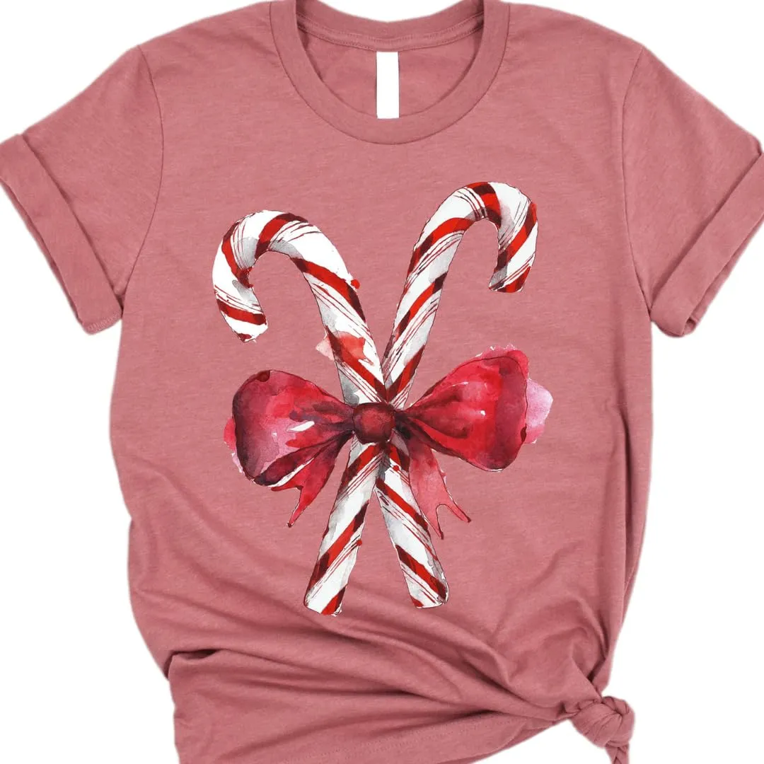 Christmas Candy Lights Tshirt, Plus Size Tshirt, Merry And Bright Xmas Tshirt, Cozy And Soft Tshirt