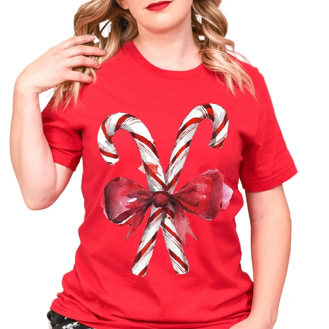 Christmas Candy Lights Tshirt, Plus Size Tshirt, Merry And Bright Xmas Tshirt, Cozy And Soft Tshirt
