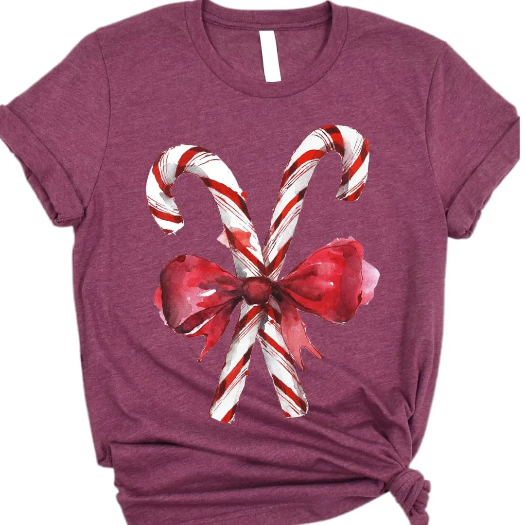 Christmas Candy Lights Tshirt, Plus Size Tshirt, Merry And Bright Xmas Tshirt, Cozy And Soft Tshirt
