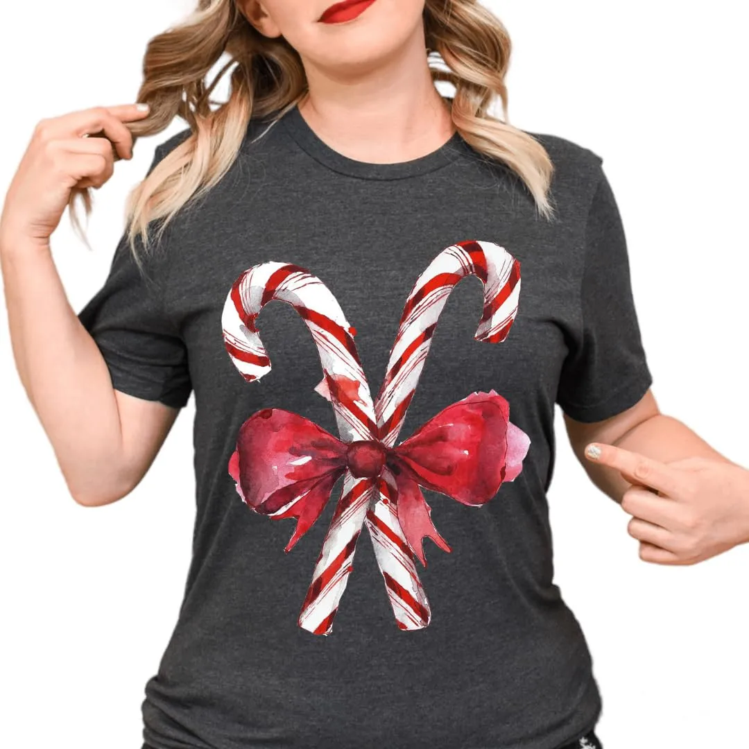 Christmas Candy Lights Tshirt, Plus Size Tshirt, Merry And Bright Xmas Tshirt, Cozy And Soft Tshirt