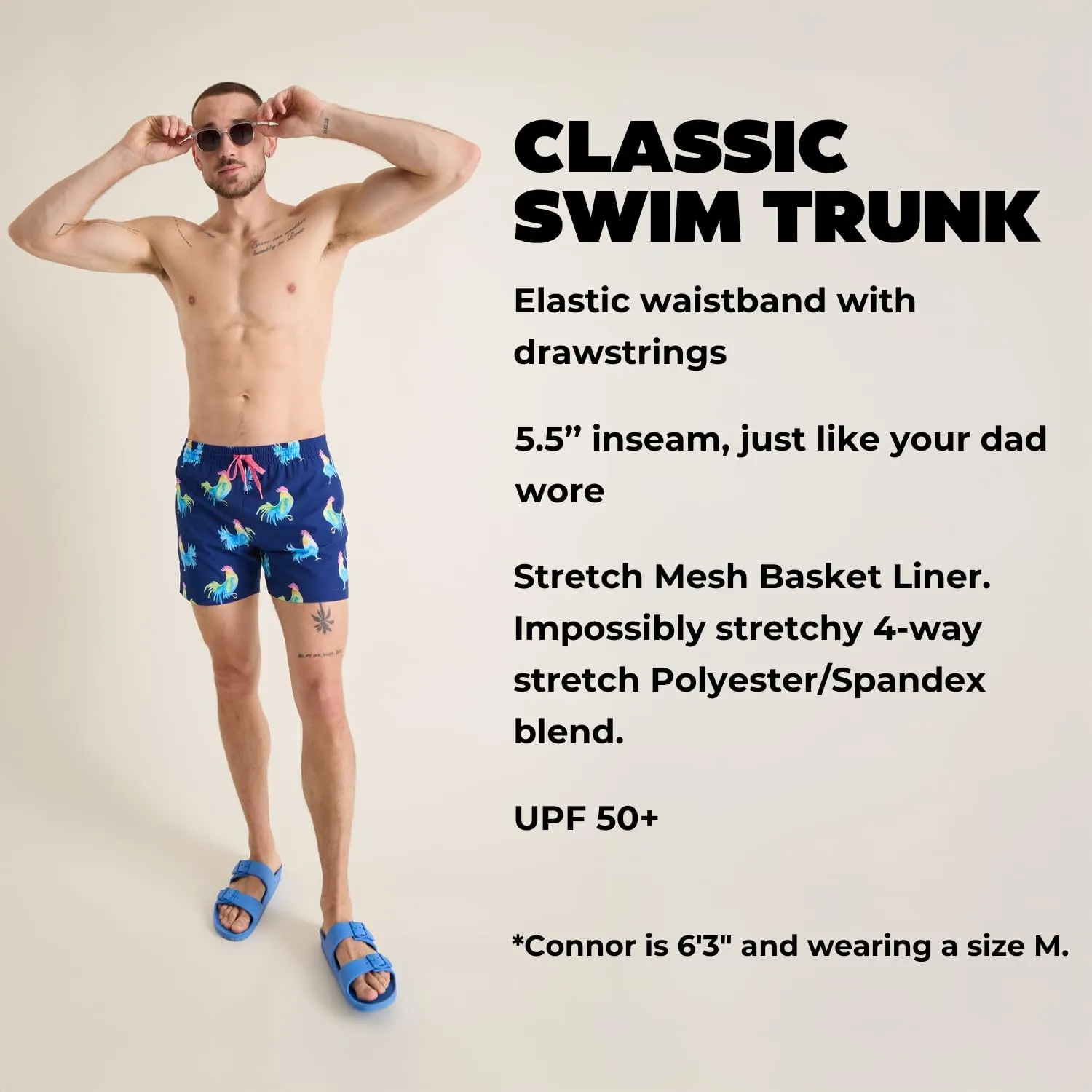 Chubbies Mens Swim Trunks  Mens Swim Shorts with 4-Way Stretch, 5.5 Beach Shorts with Elastic Waist, Drawstring,Mesh Lining