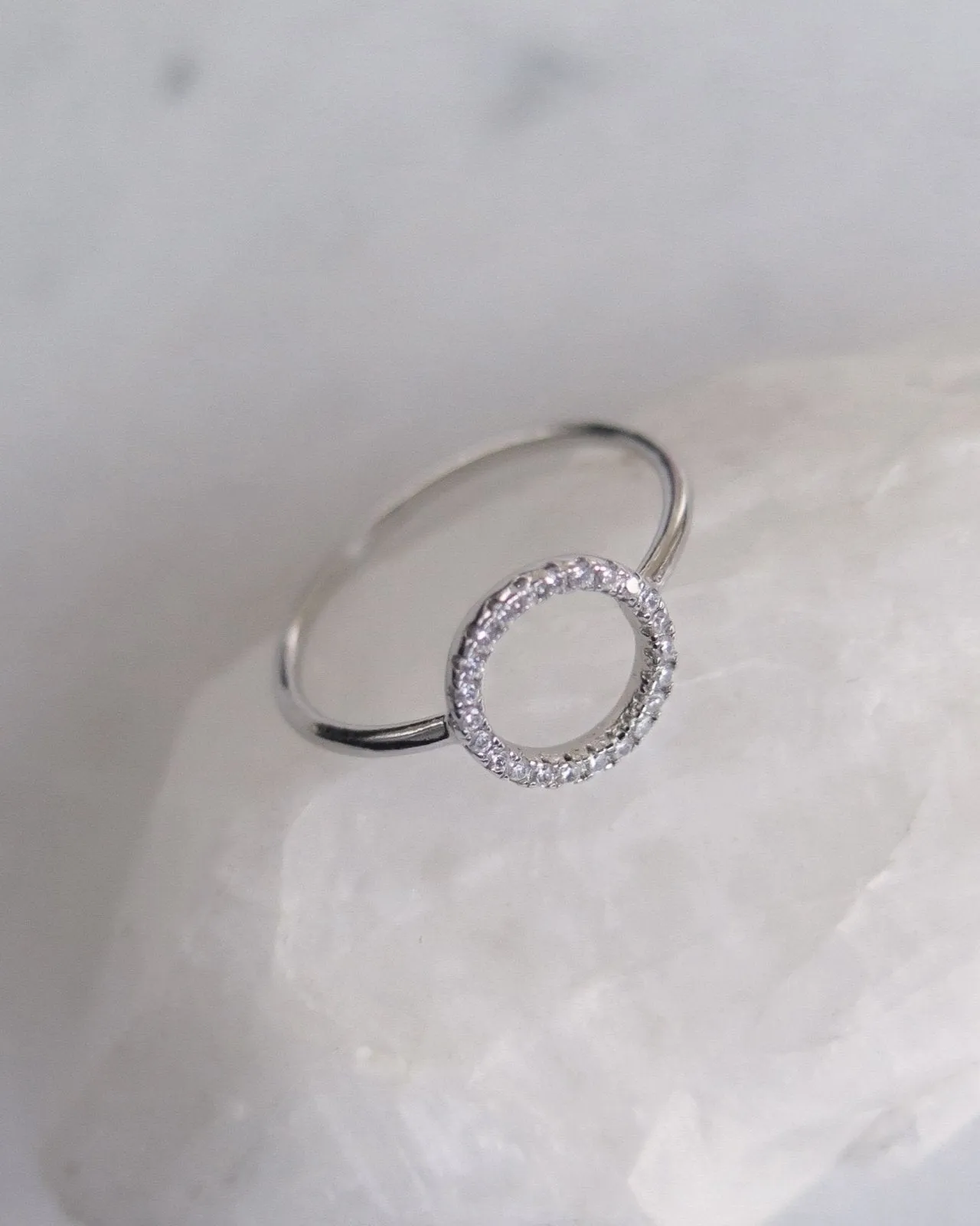 Circle CZ Ring  - Sterling Silver