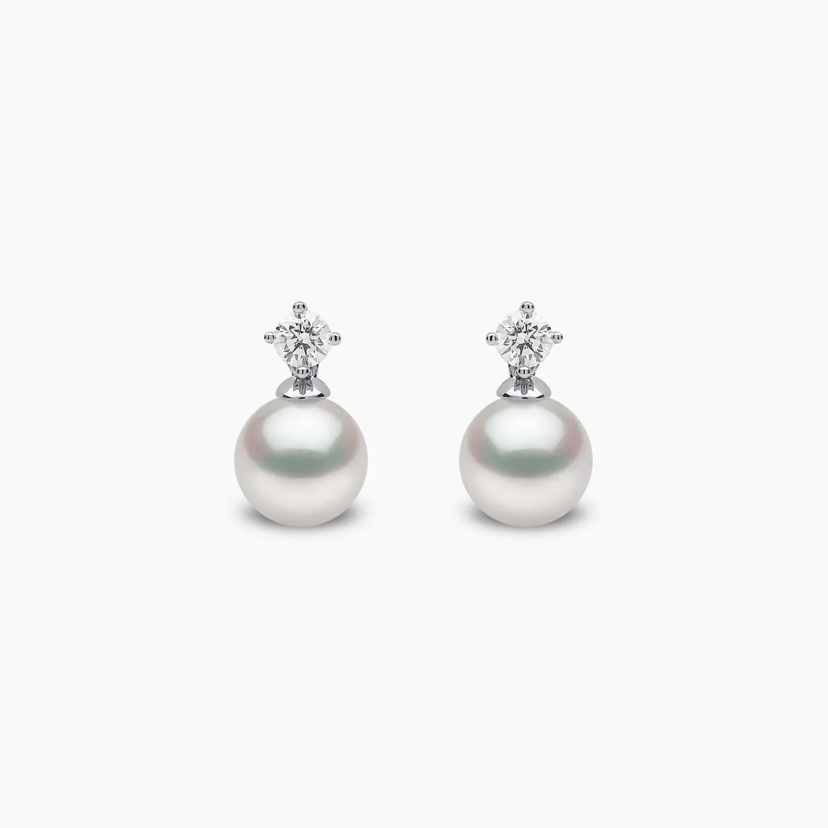 Classic 18K Gold Akoya Pearl and 0.20ct Diamond Earrings