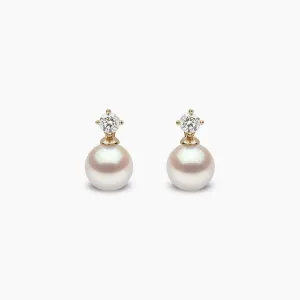 Classic 18K Gold Akoya Pearl and 0.20ct Diamond Earrings