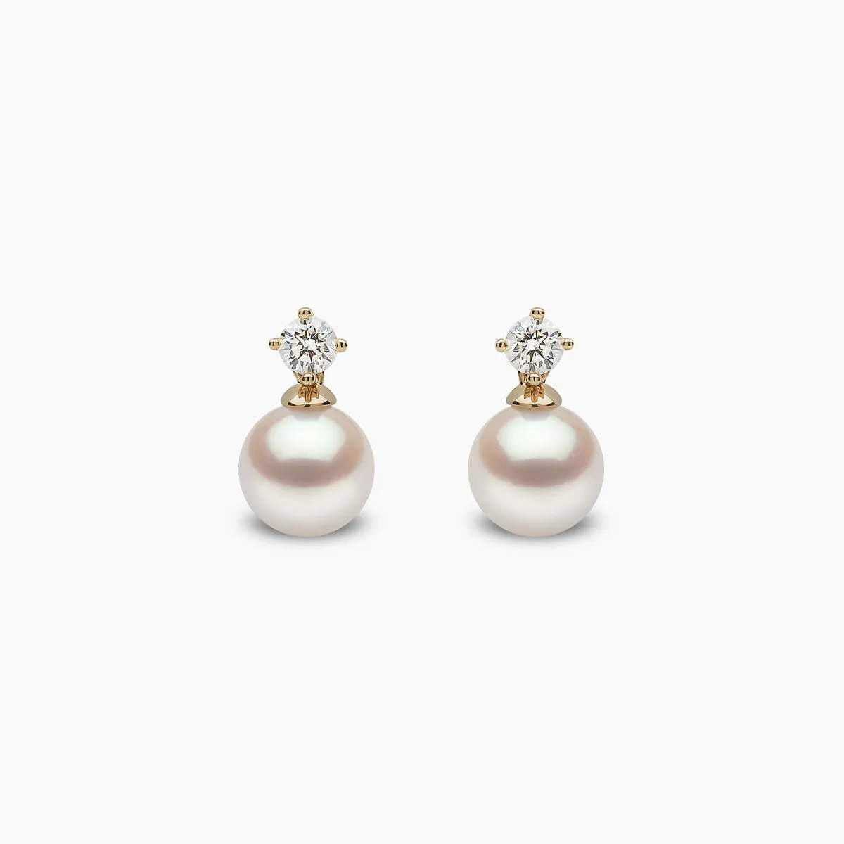 Classic 18K Gold Akoya Pearl and 0.20ct Diamond Earrings