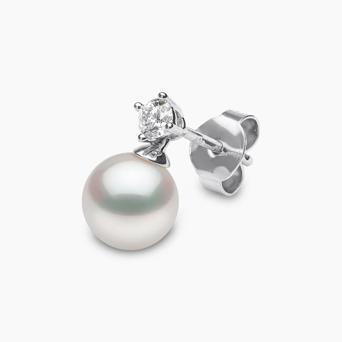 Classic 18K Gold Akoya Pearl and 0.20ct Diamond Earrings