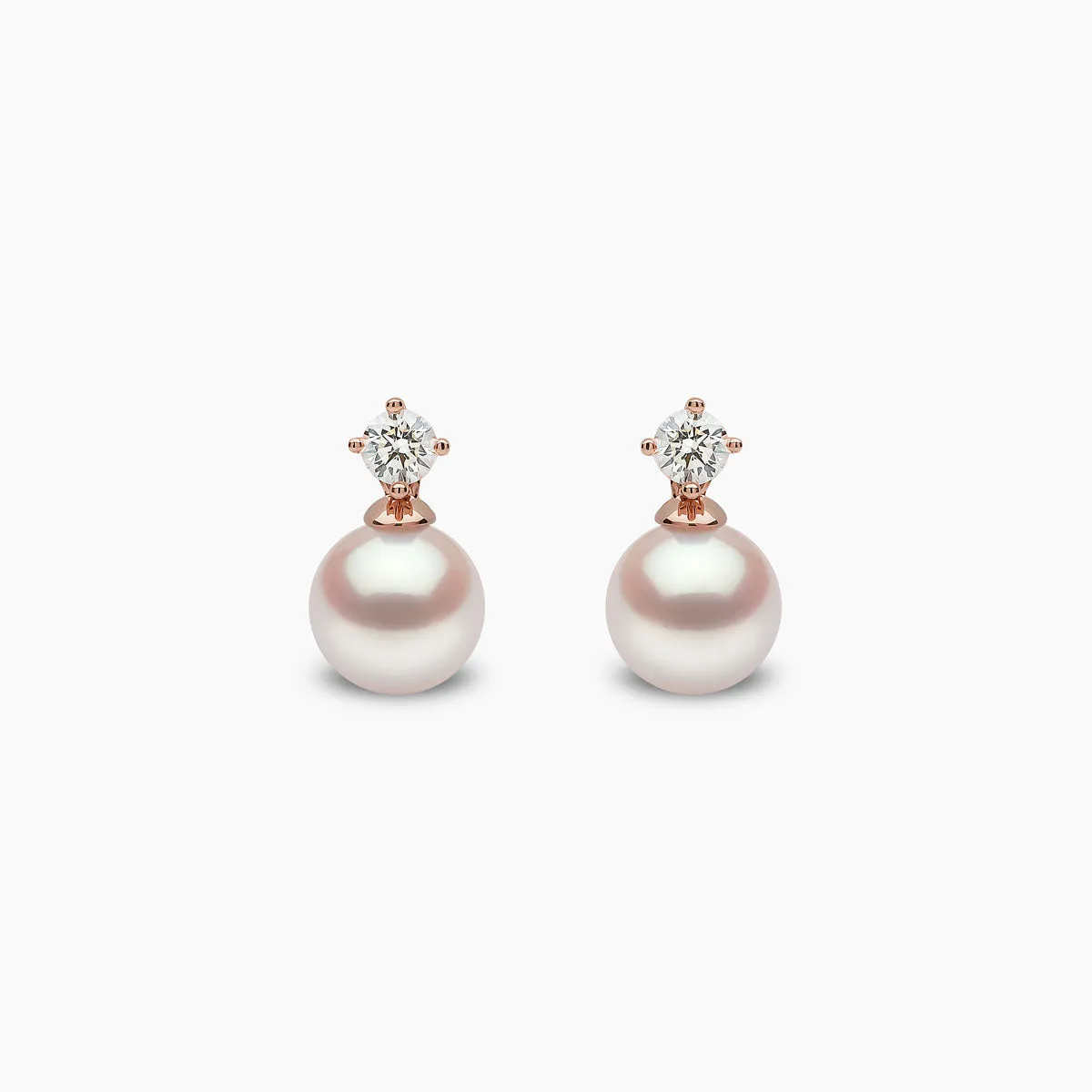 Classic 18K Gold Akoya Pearl and 0.20ct Diamond Earrings