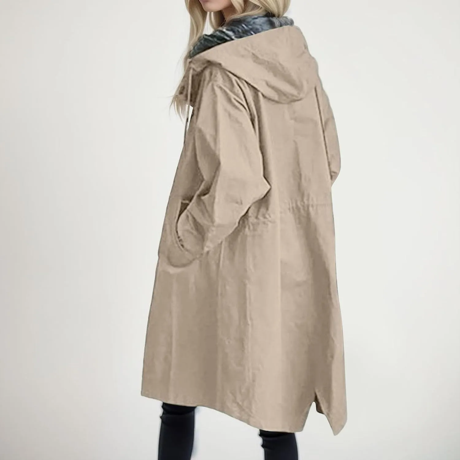 cooki Trench Coat Women Fall Jackets Women's Double Breasted Long Trench Coat Windproof Classic Lapel Slim Overcoat with Belt