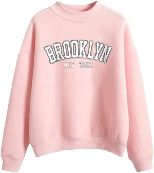 cooki Womens Hoodies Fall Clothes for Women Cute Hoodie for Teen Girls Brooklyn Print Drop Shoulder Hoodie with Pockets Tops
