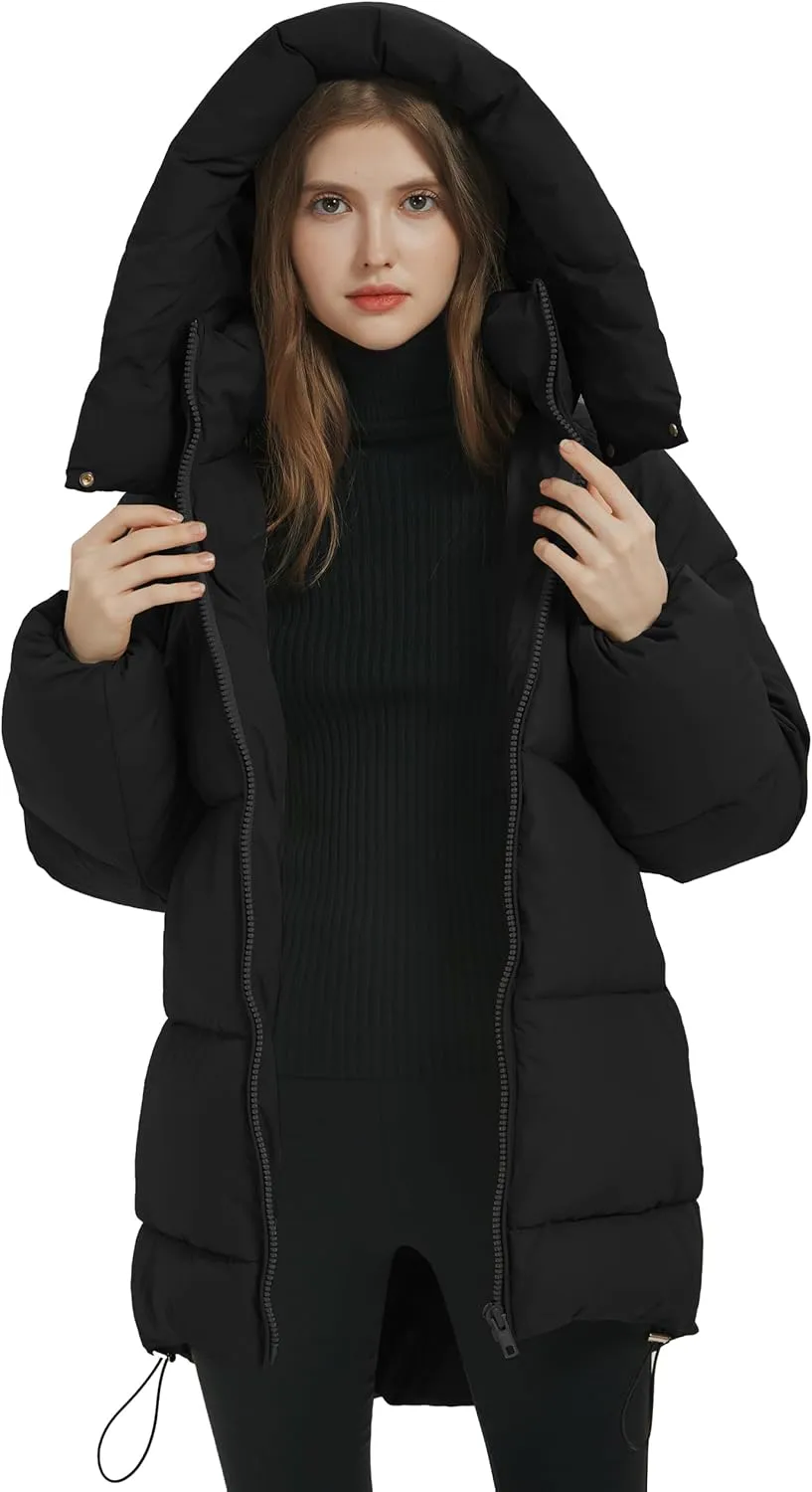 COZYPOIN Womens Hooded Quilted Puffer Jacket Mid-Length Thicken Waterproof Down Padded Warm Coat Winter Outerwear