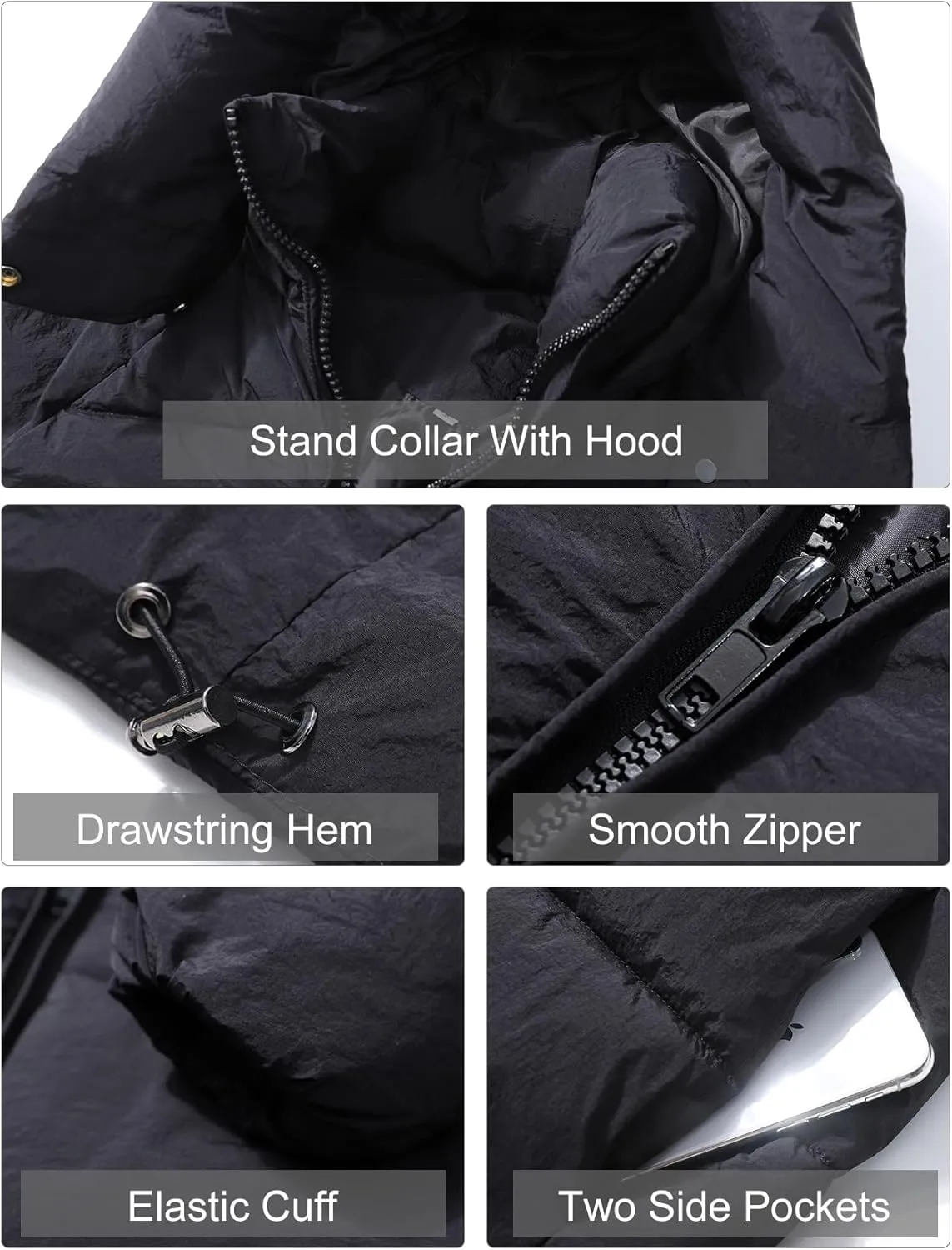 COZYPOIN Womens Hooded Quilted Puffer Jacket Mid-Length Thicken Waterproof Down Padded Warm Coat Winter Outerwear