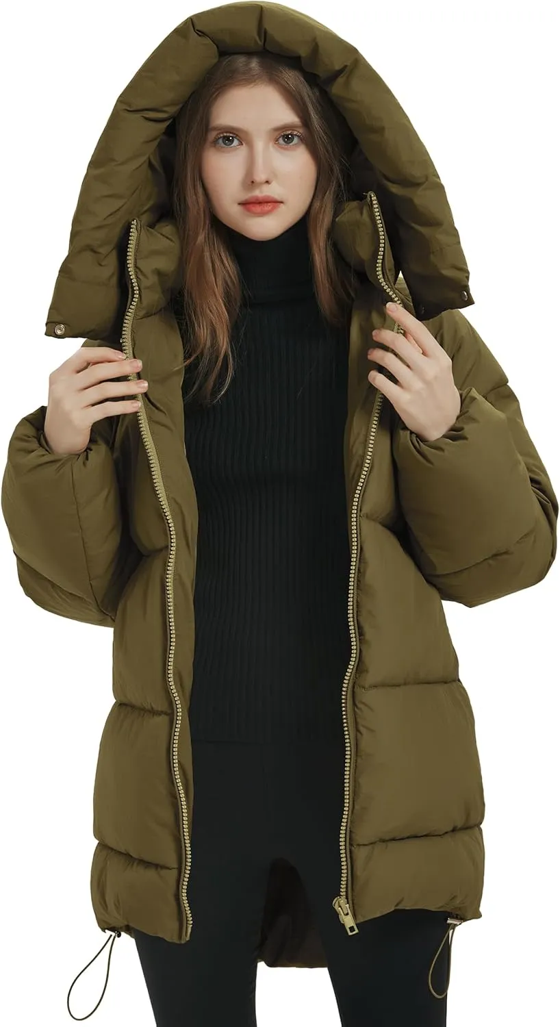COZYPOIN Womens Hooded Quilted Puffer Jacket Mid-Length Thicken Waterproof Down Padded Warm Coat Winter Outerwear