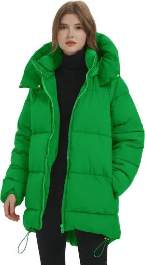 COZYPOIN Womens Hooded Quilted Puffer Jacket Mid-Length Thicken Waterproof Down Padded Warm Coat Winter Outerwear
