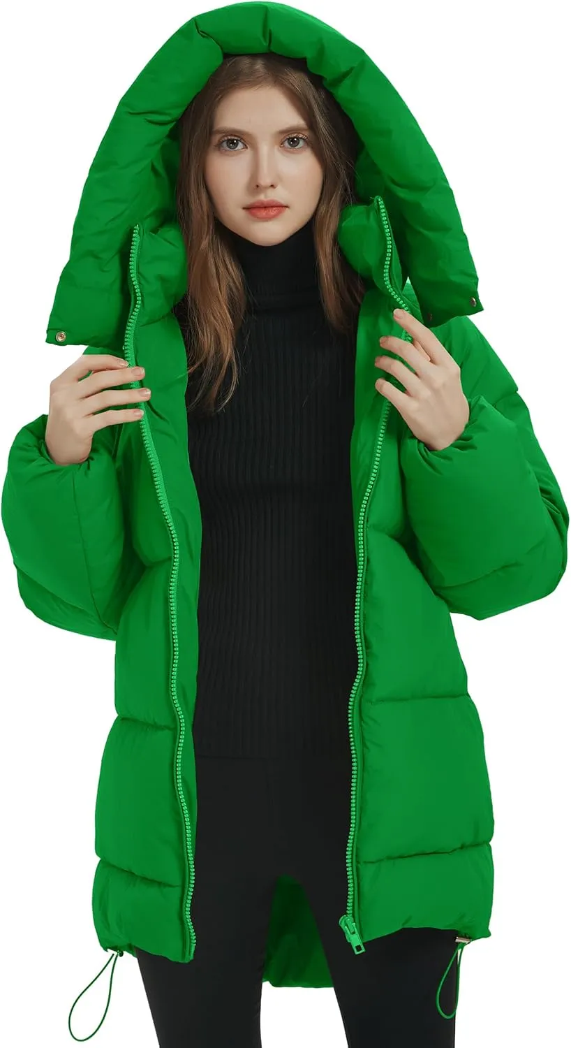 COZYPOIN Womens Hooded Quilted Puffer Jacket Mid-Length Thicken Waterproof Down Padded Warm Coat Winter Outerwear