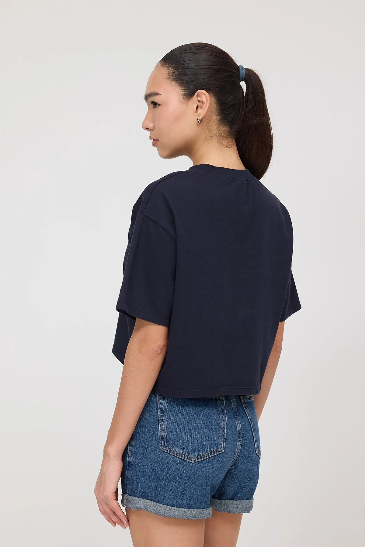 Crew Neck Basic Crop T-Shirt