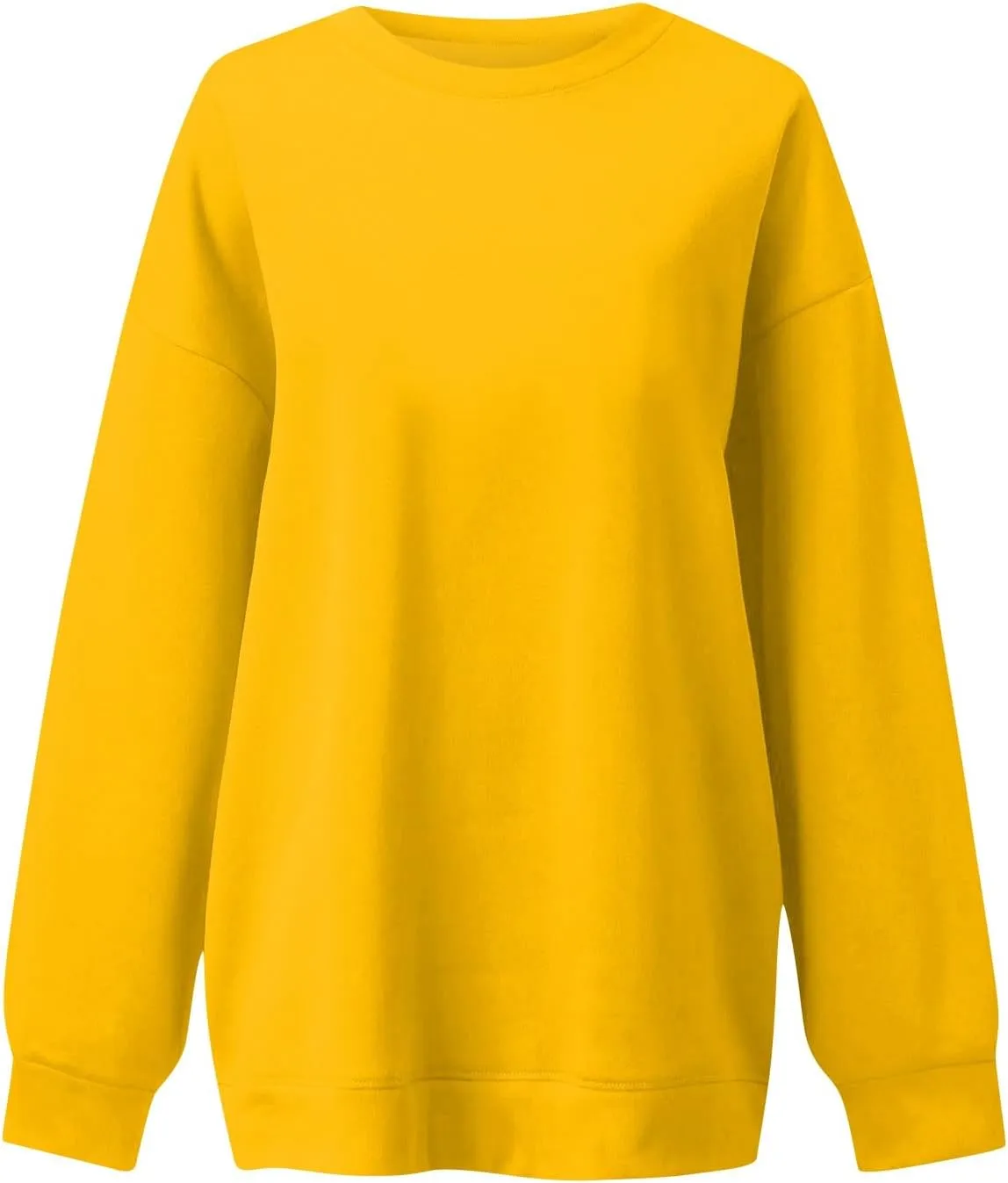 Crew Neck Sweatshirts Women Fleece Pullover Oversized Crewneck Sweatshirt Preppy Drop Shoulder Plain Y2K Hoodie
