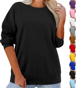 Crewneck Sweatshirts Women Comfy Pullover Crew Neck Sweatshirt Trendy Fleece Fall Sweaters Outfits 2024