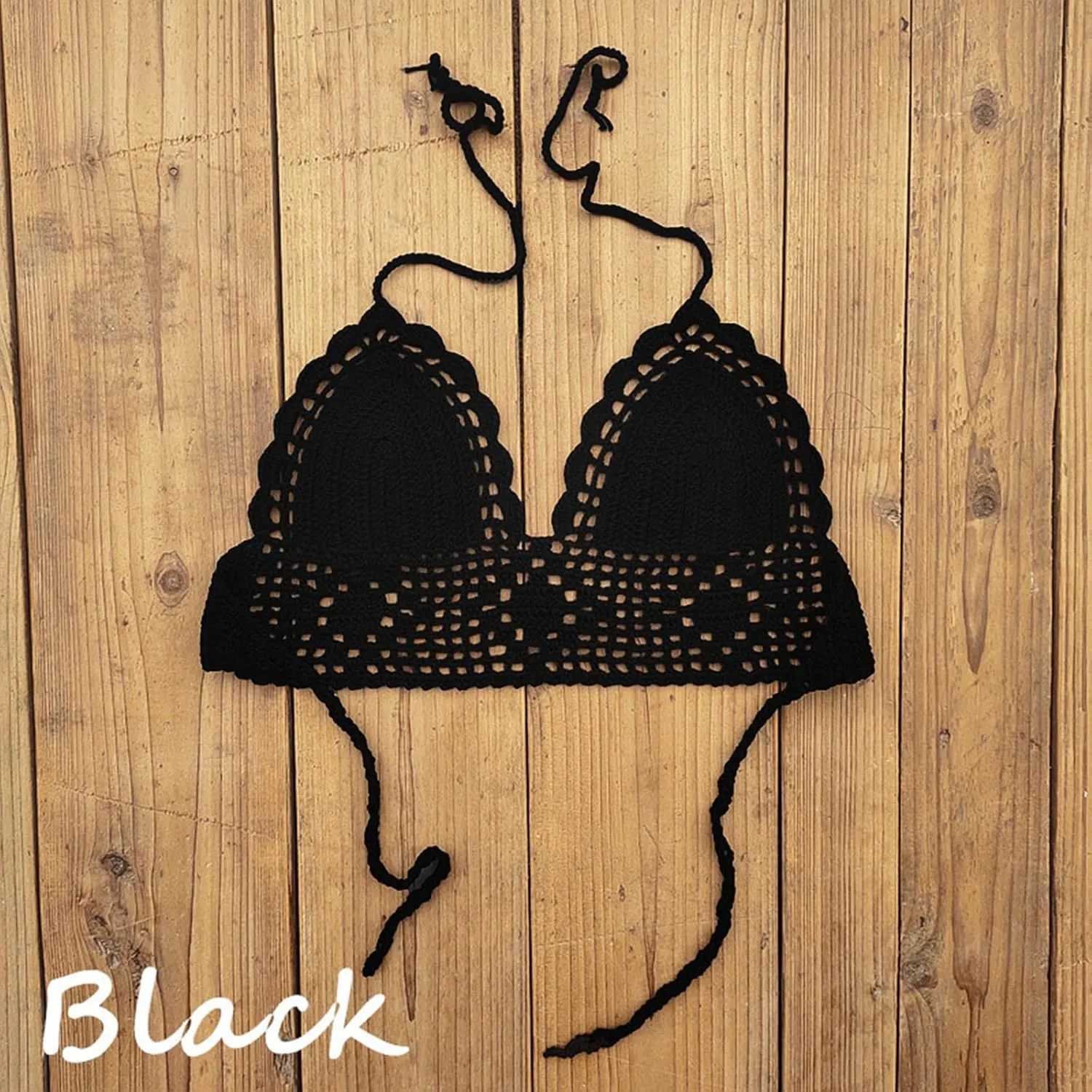 Crochet Halter Tops for Women Backless Camisole Knit Bra Tops Bralette Summer Beachwear