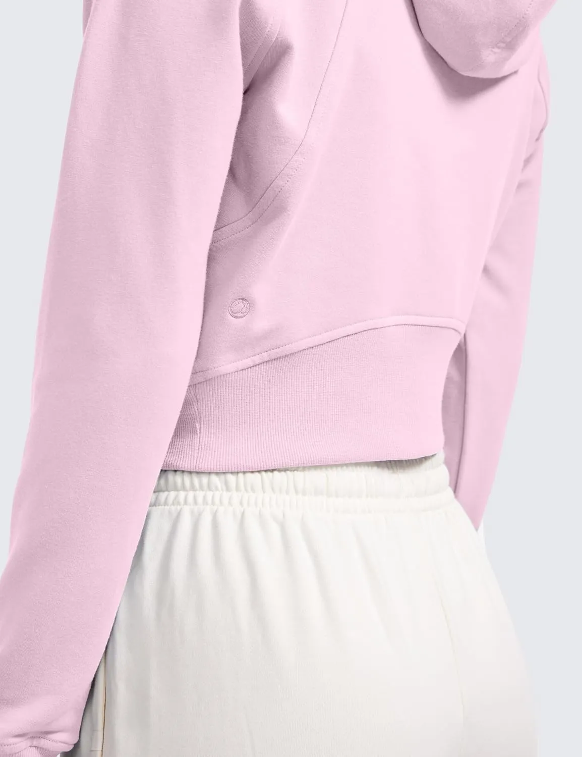 CRZ YOGA Womens Fleece Zip Up Cropped Hoodie Workout Jacket Athletic Casual Long Sleeve Sweatshirts with Thumb Holes
