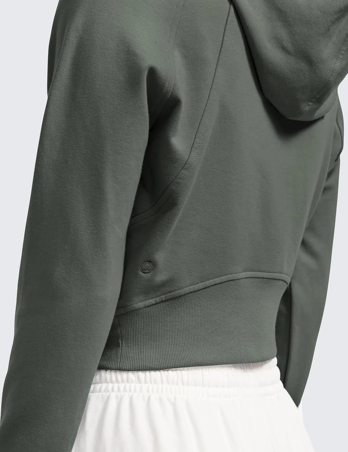 CRZ YOGA Womens Fleece Zip Up Cropped Hoodie Workout Jacket Athletic Casual Long Sleeve Sweatshirts with Thumb Holes