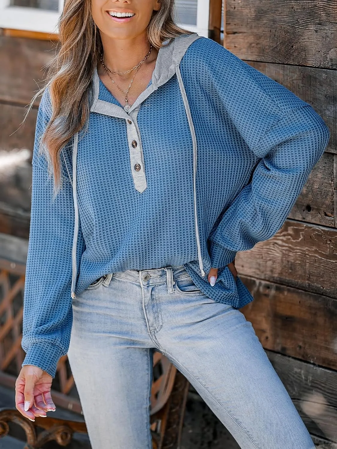 CUPSHE Women's Long Sleeve T-Shirt Casual Loose Blouses Button Down Shirt Tops with Pocket