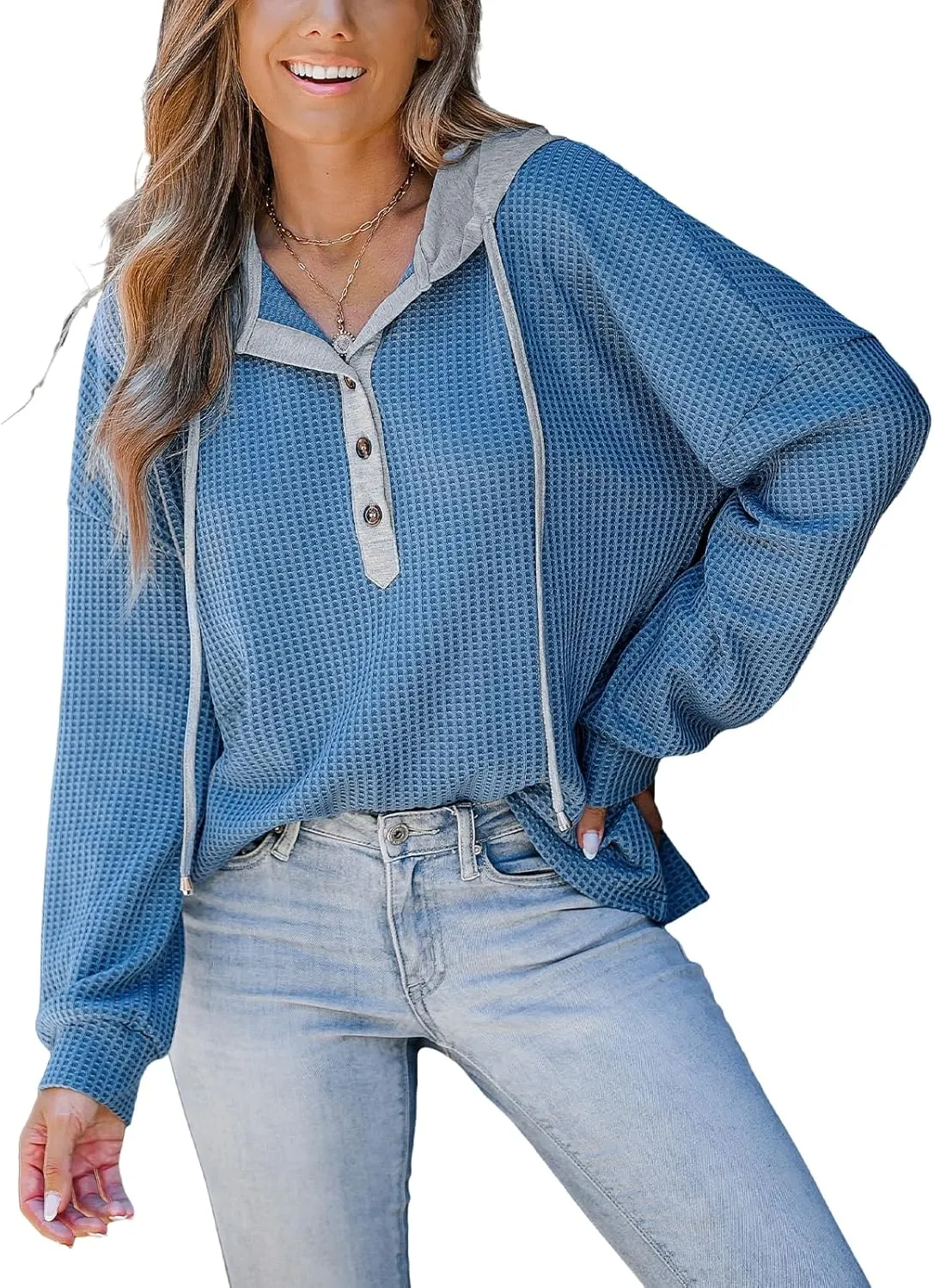 CUPSHE Women's Long Sleeve T-Shirt Casual Loose Blouses Button Down Shirt Tops with Pocket
