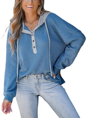 CUPSHE Women's Long Sleeve T-Shirt Casual Loose Blouses Button Down Shirt Tops with Pocket