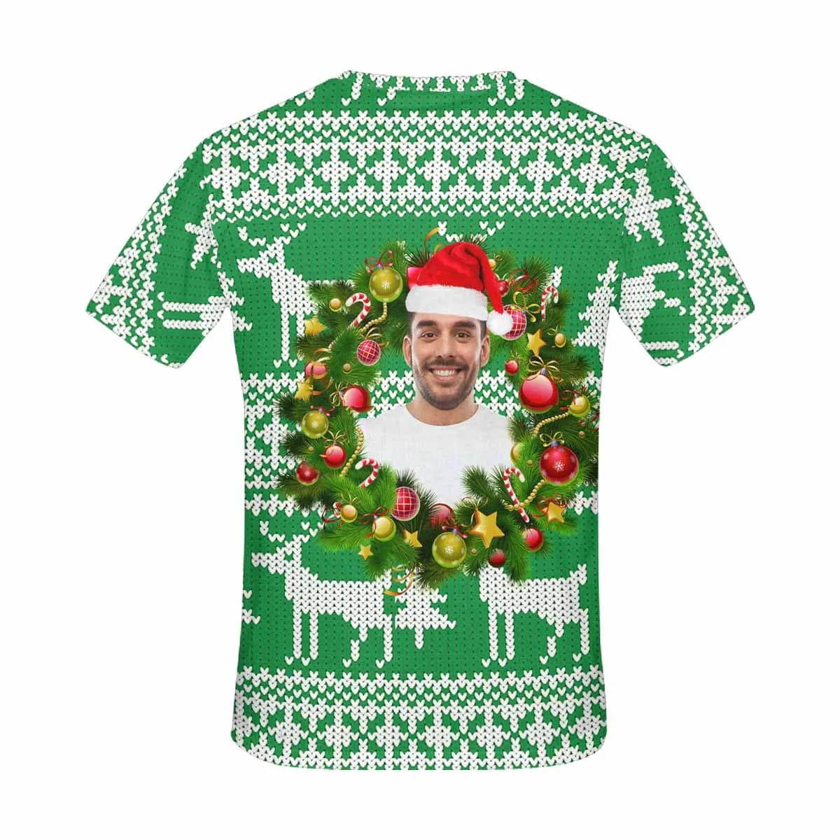 Custom Face Tee Christmas Tree Women's All Over Print T-shirt Design Your Own Shirts Gift for Xmas