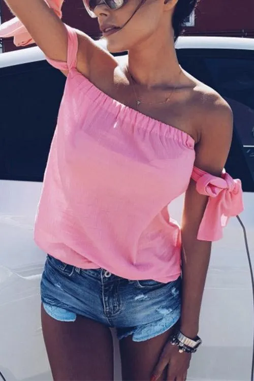 Custom Off-Shoulder Self Tie Top