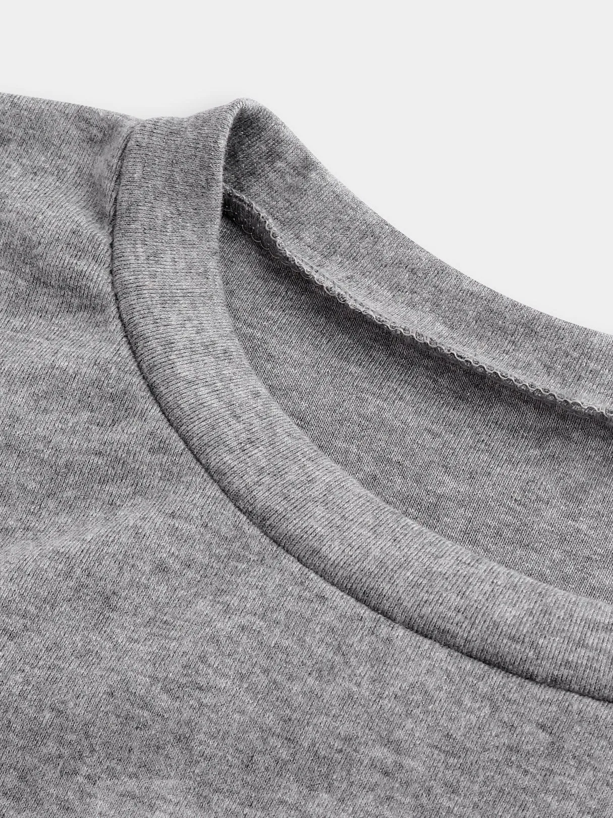 Custom Round Neck Letter Printed Long Sleeve Grey T-Shirts