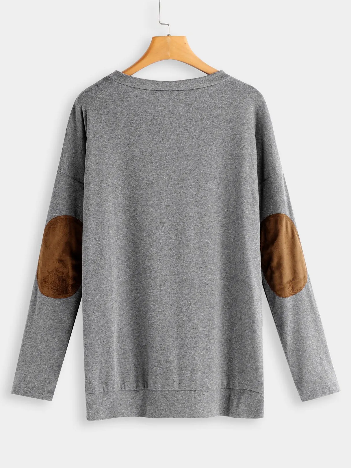 Custom Round Neck Letter Printed Long Sleeve Grey T-Shirts