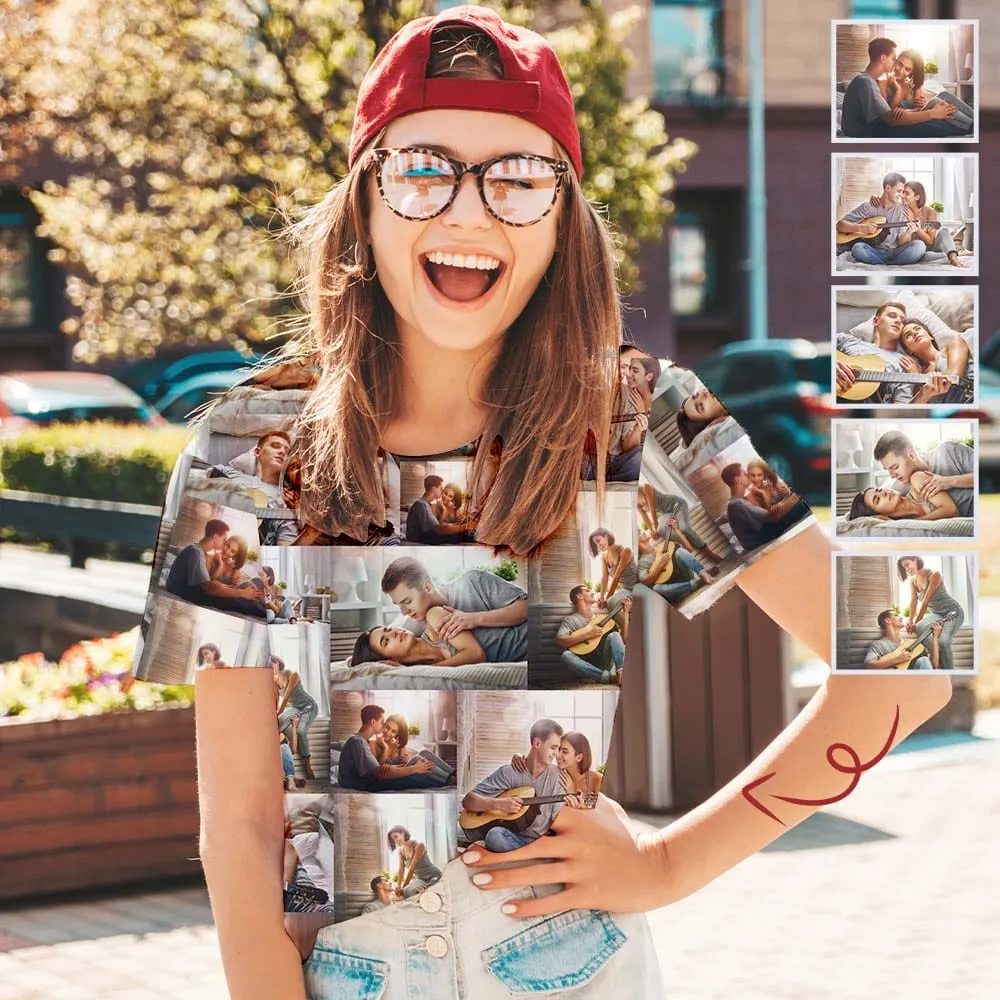 Custom Shirts with Photo Personalized The Memories All Over Print T-shirt for Men and Women