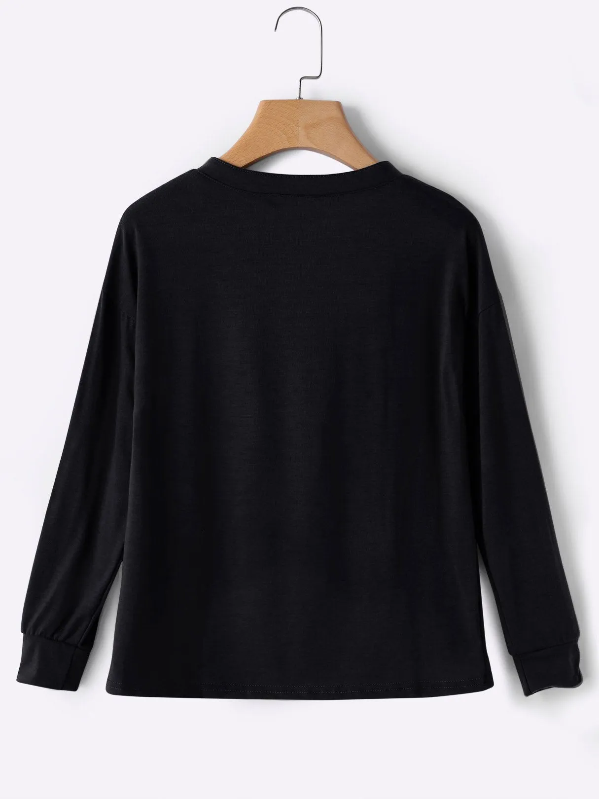 Custom V-Neck Lace-Up Long Sleeve T-Shirts