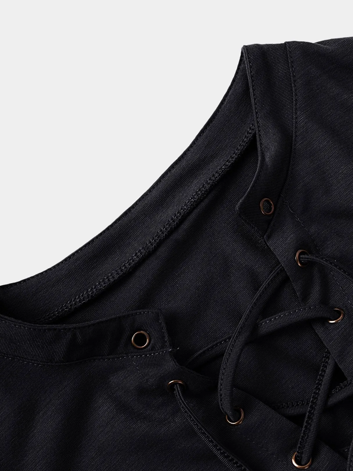 Custom V-Neck Lace-Up Long Sleeve T-Shirts