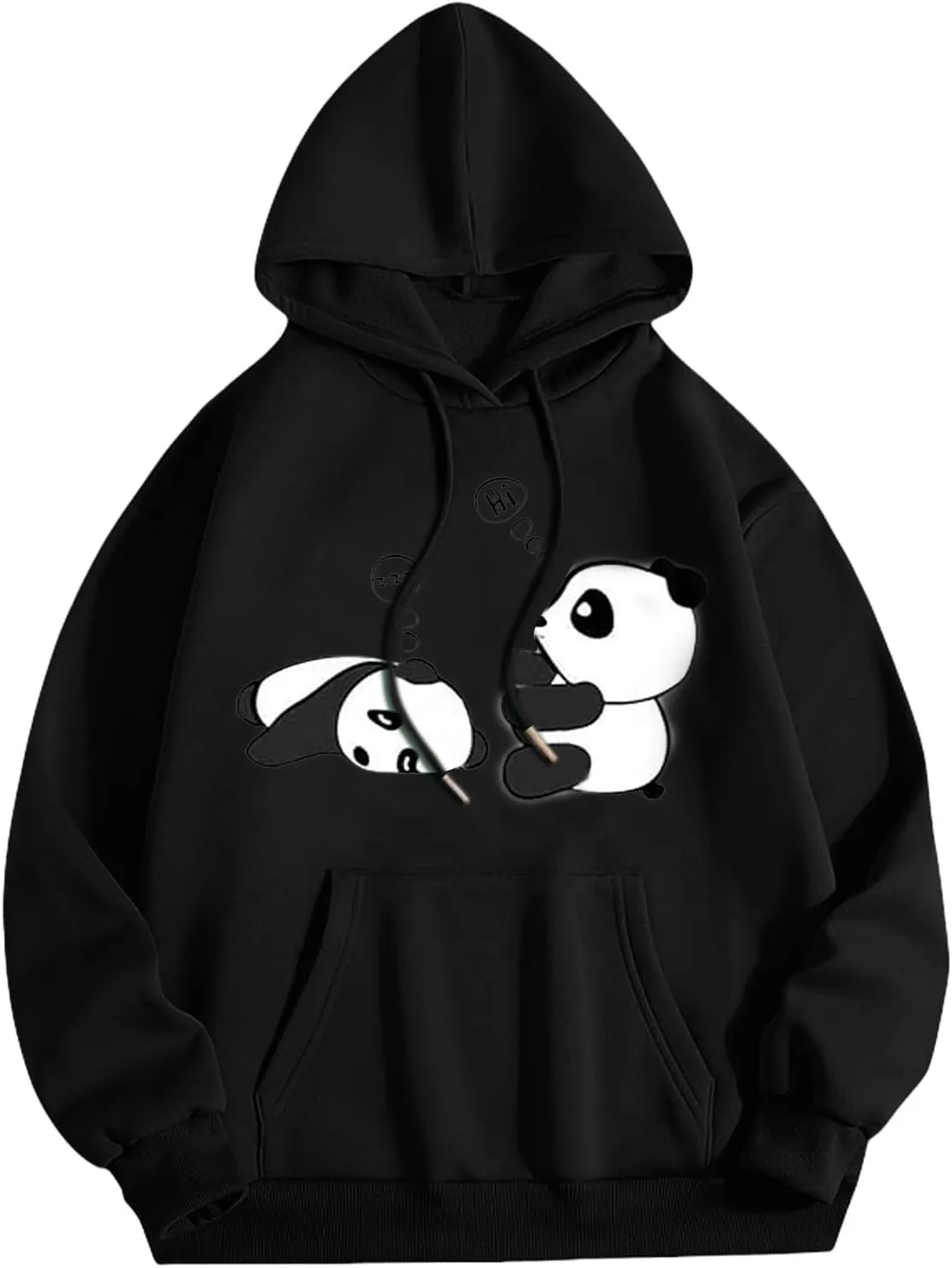 Cute Hoodies for Women Trendy Oversized Kawaii Panda Print Sweatshirt Long Sleeve Hooded Pullover Tops with Pocket