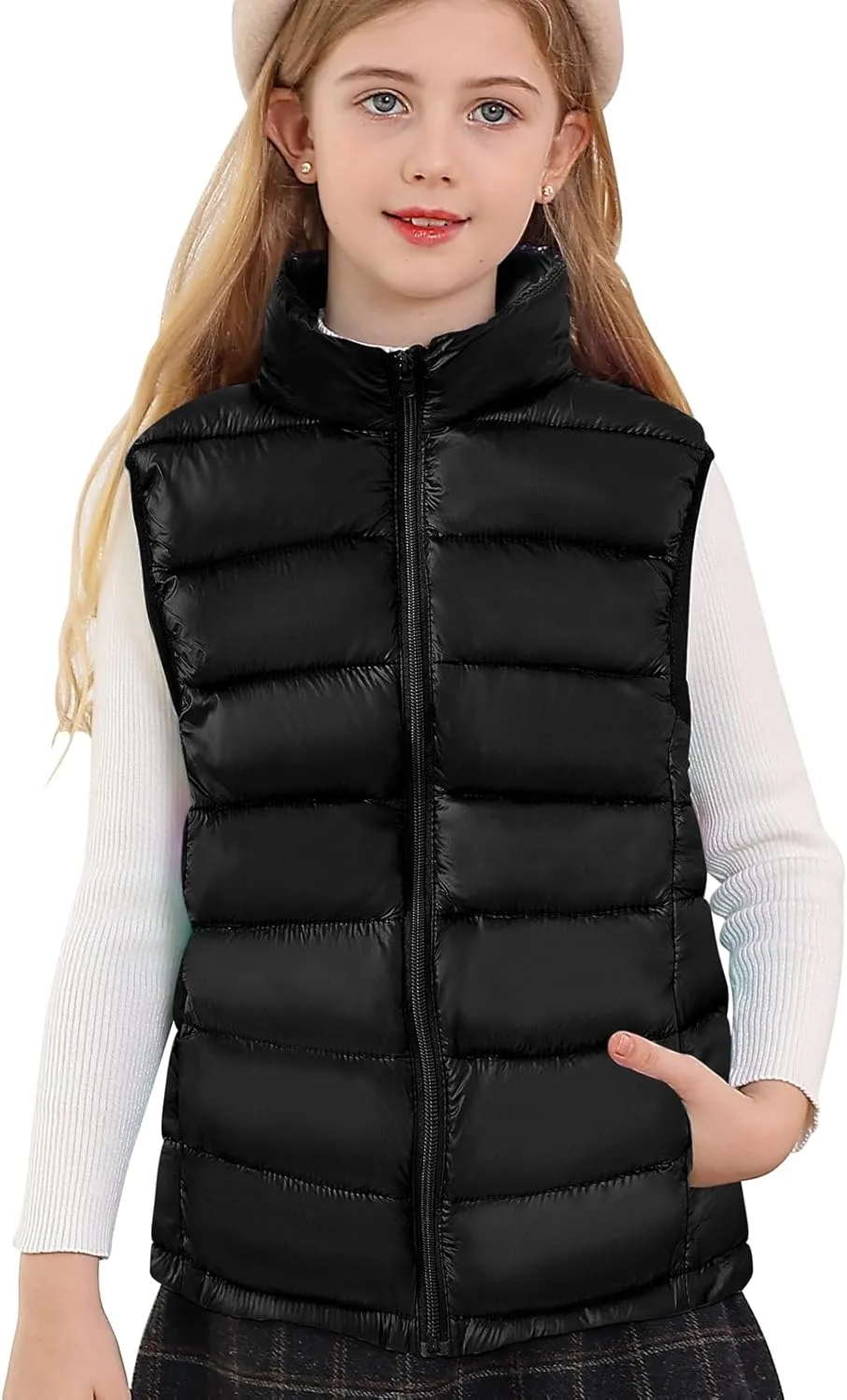 Cutemile Girls Boys Puffer Vest Kids Winter Metallic Sleeveless Jacket 5-12 Years