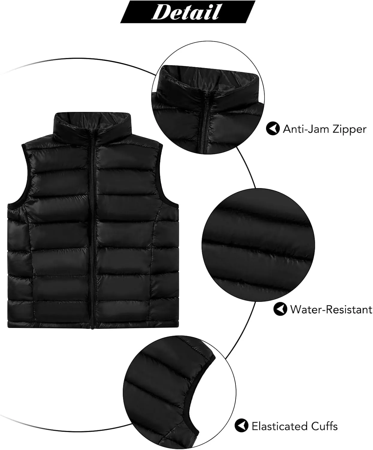 Cutemile Girls Boys Puffer Vest Kids Winter Metallic Sleeveless Jacket 5-12 Years